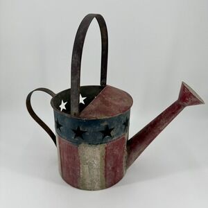 Patriotic Rustic Metal Watering Can - Stars & Stripes Decor